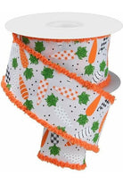 Shop For 2.5" Pattern Carrots Drift Edge Ribbon: White (10 Yards) at Michelle's aDOORable Creations