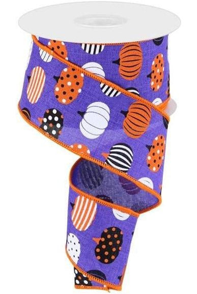 Shop For 2.5" Pattern Pumpkins Ribbon: Purple (10 Yards) RGC170523