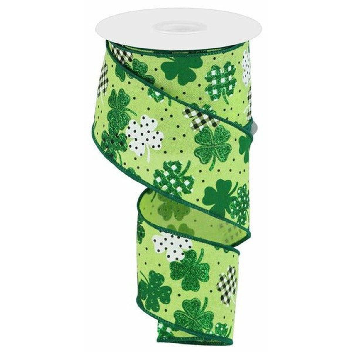 Shop For 2.5" Pattern Shamrock Ribbon: Bright Green (10 Yards) at Michelle's aDOORable Creations