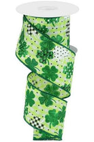 Shop For 2.5" Pattern Shamrock Ribbon: Lime Green (10 Yards) at Michelle's aDOORable Creations