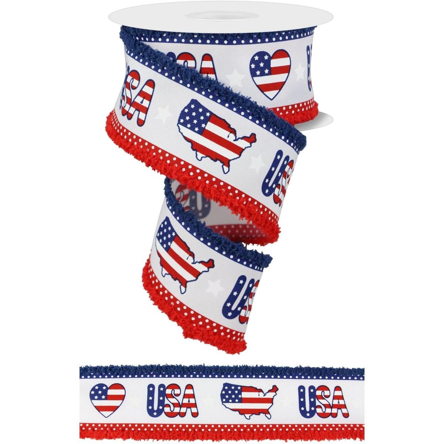 2.5" Pattern USA Drift Ribbon: Red, White, Blue (10 Yards)
