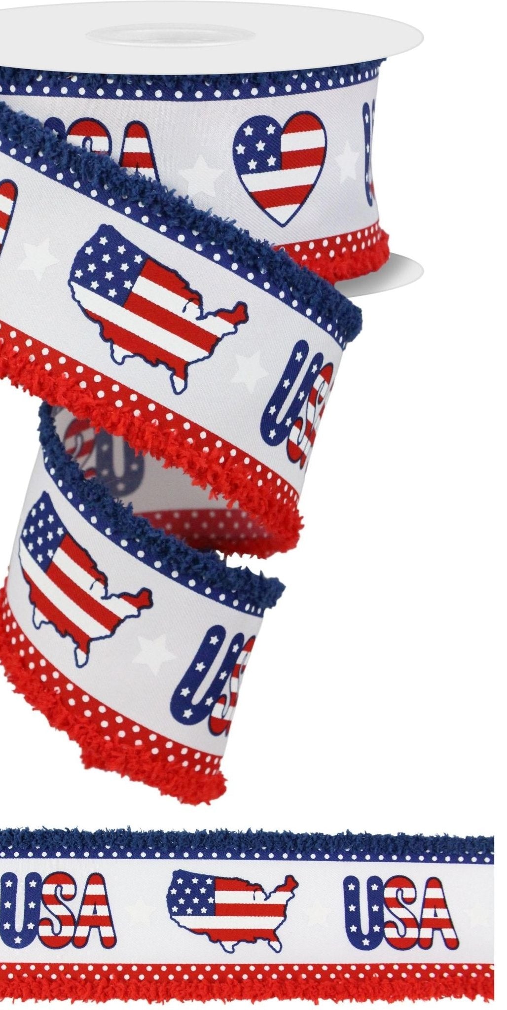 2.5" Pattern USA Drift Ribbon: Red, White, Blue (10 Yards) - Michelle's aDOORable Creations - Wired Edge Ribbon