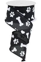 Shop For 2.5" Paw Print Royal Ribbon: Black (10 Yards) at Michelle's aDOORable Creations