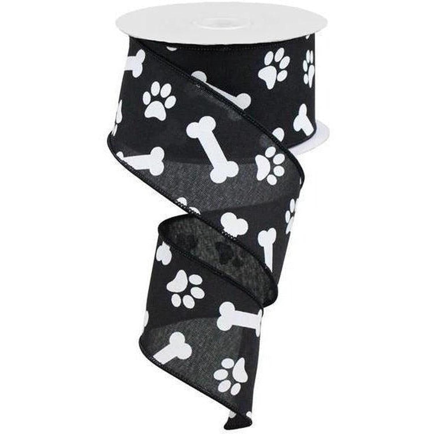 Shop For 2.5" Paw Print Royal Ribbon: Black (10 Yards) at Michelle's aDOORable Creations