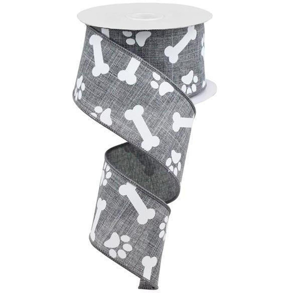 Shop For 2.5" Paw Print Royal Ribbon: Grey (10 Yards) at Michelle's aDOORable Creations