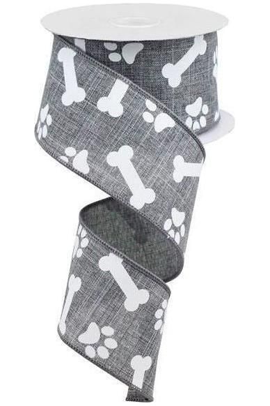 Shop For 2.5" Paw Print Royal Ribbon: Grey (10 Yards) at Michelle's aDOORable Creations