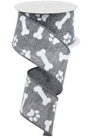 Shop For 2.5" Paw Print Royal Ribbon: Grey (10 Yards) at Michelle's aDOORable Creations