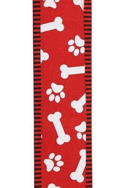 Shop For 2.5" Paw Print Thin Stripe Ribbon: Red & White (10 Yards) at Michelle's aDOORable Creations