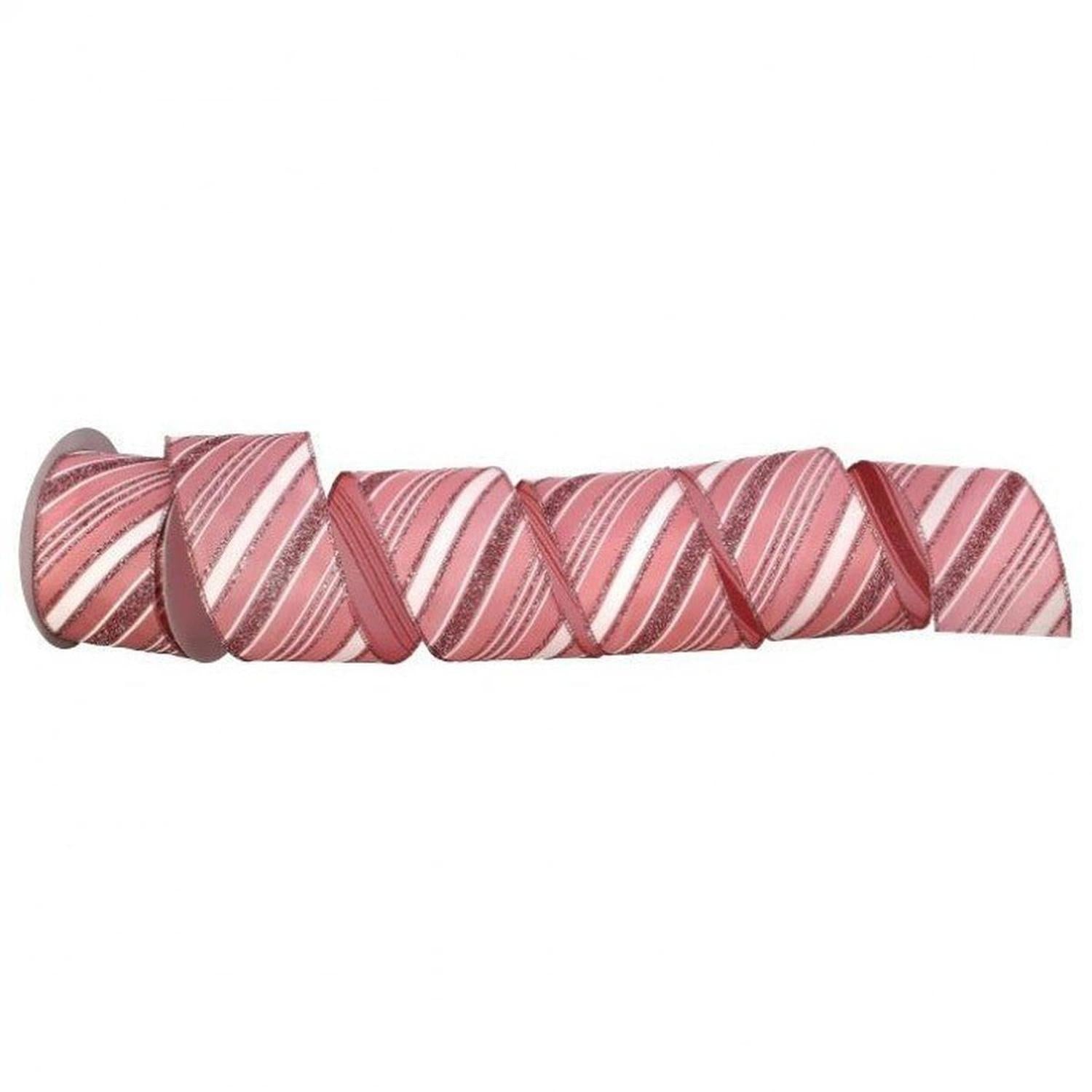 2.5" Peppermint Stripe Ribbon: Pink/White (10 Yards)