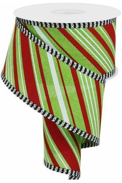 Shop For 2.5" Peppermint Thin Stripe Ribbon: Lime Green (10 Yards) RGA816033