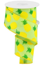 2.5" Pineapple Royal Ribbon: Green (10 Yards) - Michelle's aDOORable Creations - Wired Edge Ribbon