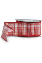 2.5" Pink and Red Plaid Ribbon (10 Yards) - Michelle's aDOORable Creations - Wired Edge Ribbon