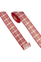 2.5" Pink and Red Plaid Ribbon (10 Yards) - Michelle's aDOORable Creations - Wired Edge Ribbon
