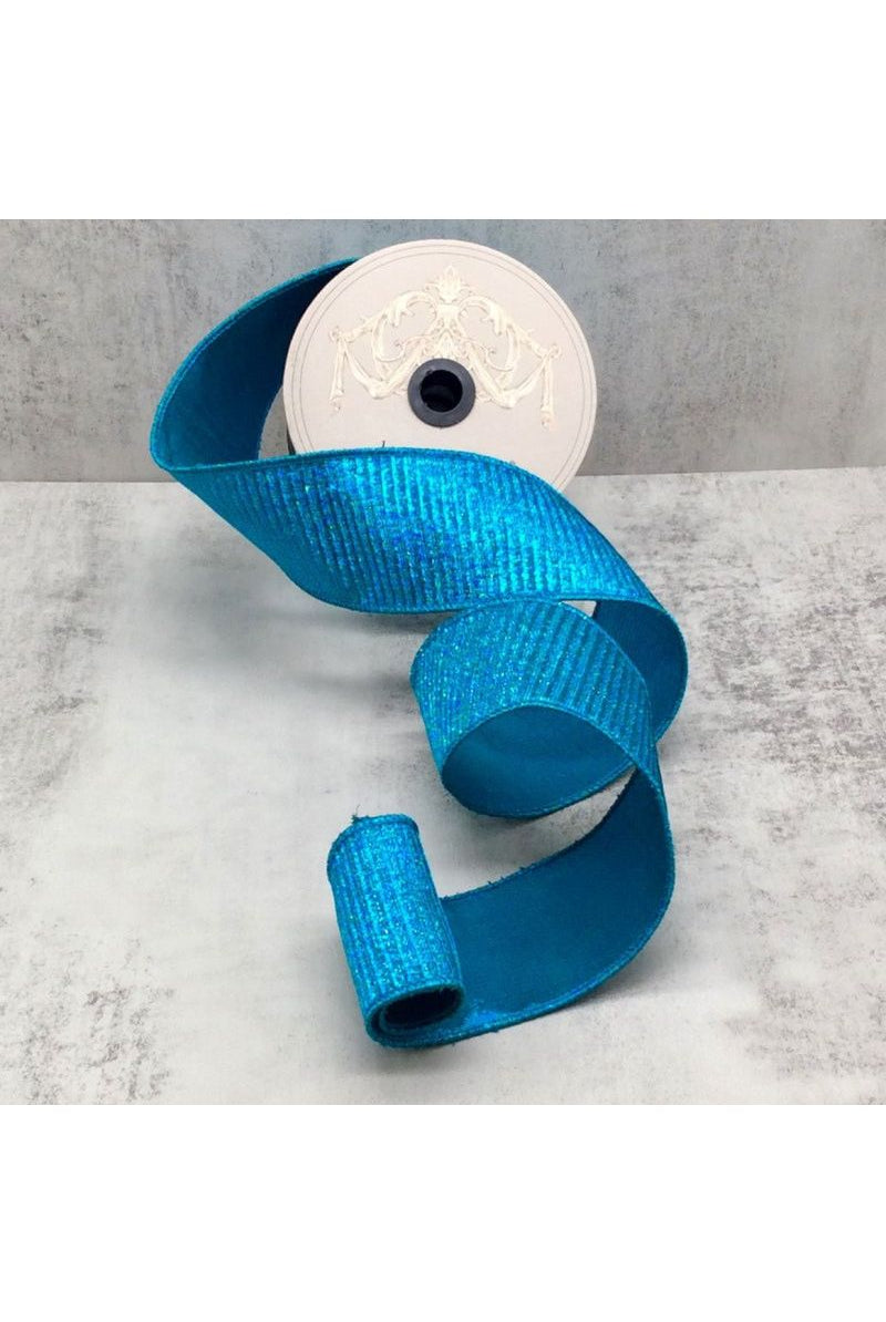 2.5" Pleated Lame Ribbon: Turquoise (10 Yards) - Michelle's aDOORable Creations - Wired Edge Ribbon