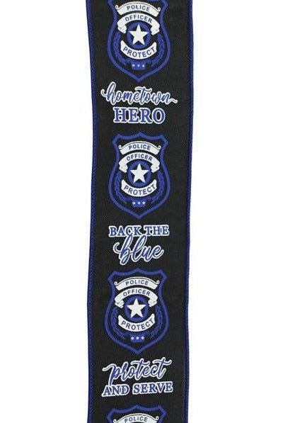 2.5" Police Badge Ribbon: Black (10 Yards) - Michelle's aDOORable Creations - Wired Edge Ribbon