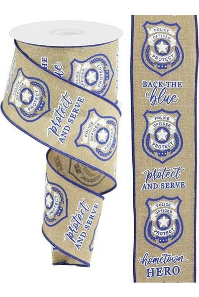 2.5" Police Badge Ribbon: Light Beige (10 Yards) - Michelle's aDOORable Creations - Wired Edge Ribbon