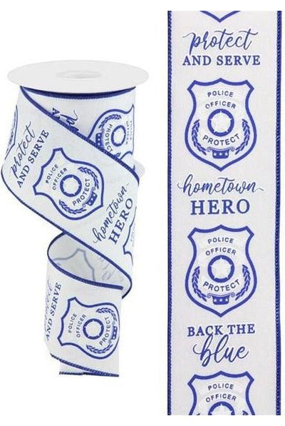 2.5" Police Badge Ribbon: White (10 Yards) - Michelle's aDOORable Creations - Wired Edge Ribbon