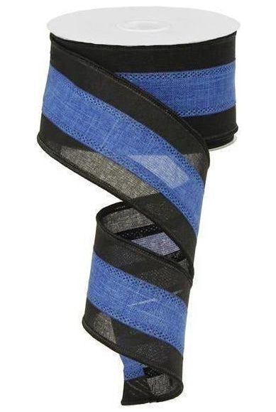 2.5" Police Support Ribbon: Black & Blue (10 Yards) - Michelle's aDOORable Creations - Wired Edge Ribbon
