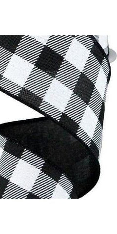 2.5" Printed Plaid Check Ribbon: Black & White (10 Yards) - Michelle's aDOORable Creations - Wired Edge Ribbon