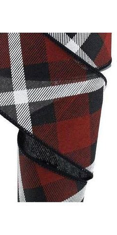 2.5" Printed Plaid Ribbon: Black, Red and White - Michelle's aDOORable Creations - Wired Edge Ribbon