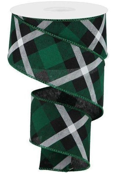 Shop For 2.5" Printed Plaid Ribbon: Green, White and Black (10 Yards) at Michelle's aDOORable Creations