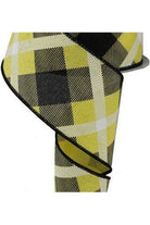 2.5" Printed Plaid Ribbon: Yellow, Black, White - Michelle's aDOORable Creations - Wired Edge Ribbon