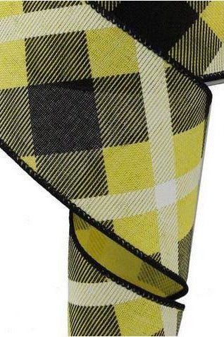 Shop For 2.5" Printed Plaid Ribbon: Yellow, Black, White RG01683AN