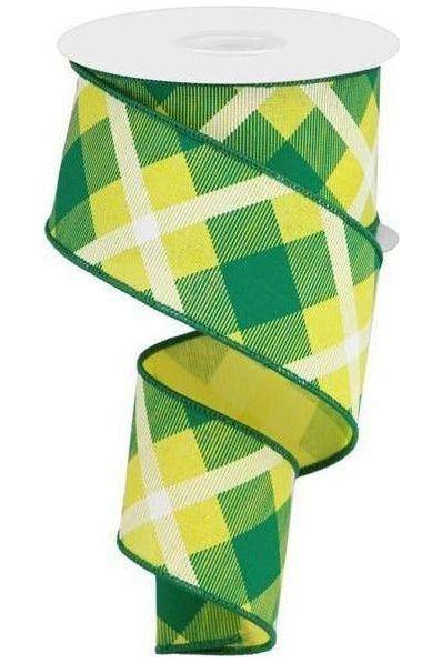 Shop For 2.5" Printed Plaid Ribbon: Yellow, Green, White (10 Yards) at Michelle's aDOORable Creations