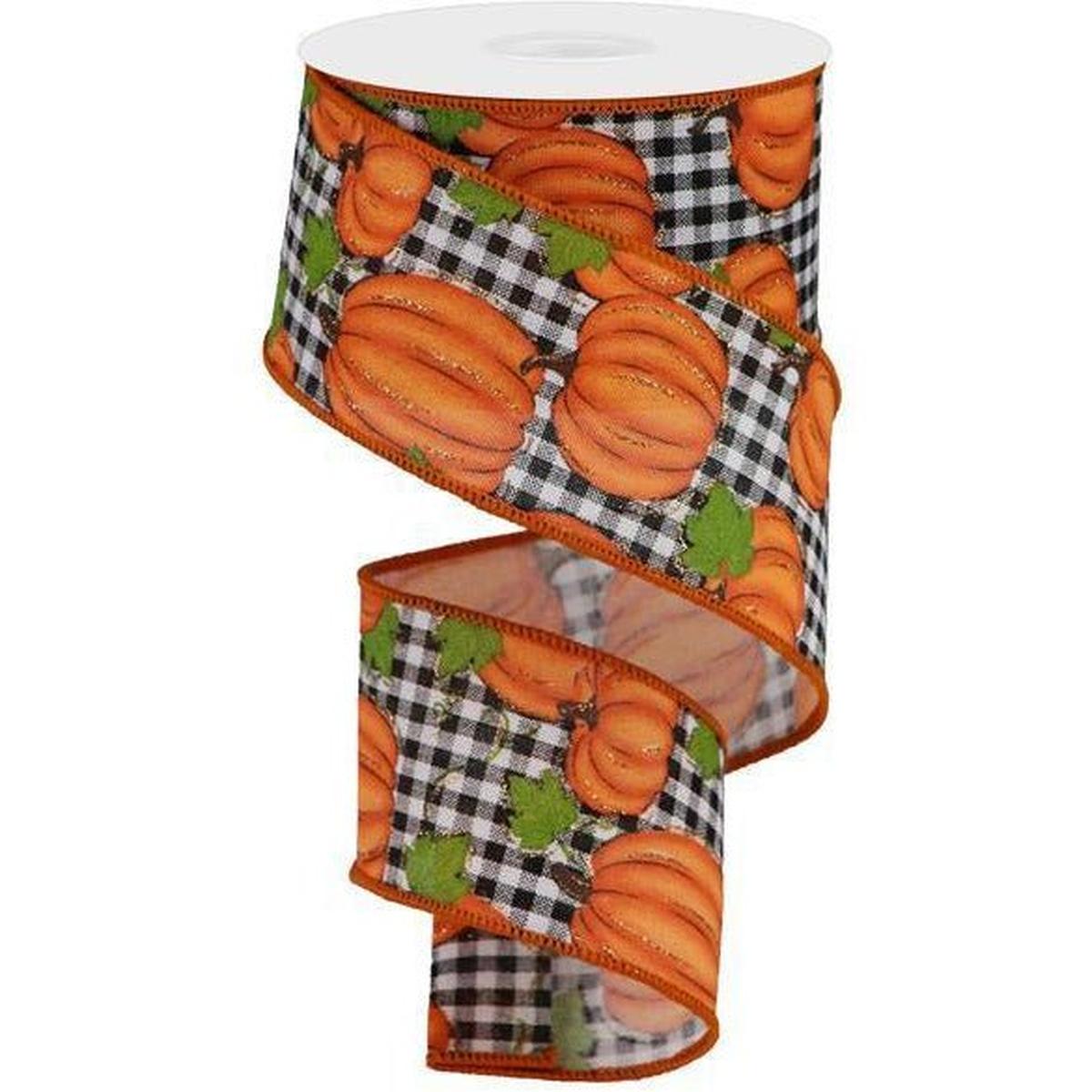 Shop For 2.5" Pumpkin Patch Ribbon: Check (10 Yards) at Michelle's aDOORable Creations
