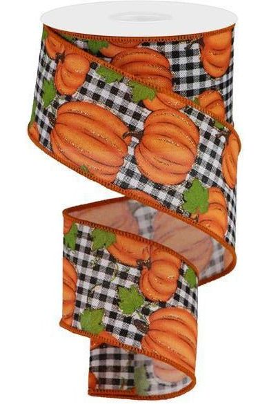 Shop For 2.5" Pumpkin Patch Ribbon: Check (10 Yards) at Michelle's aDOORable Creations