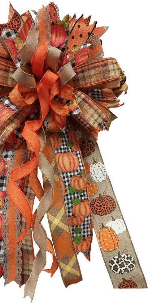 2.5" Pumpkin Patch Ribbon: Check (10 Yards) - Michelle's aDOORable Creations - Wired Edge Ribbon