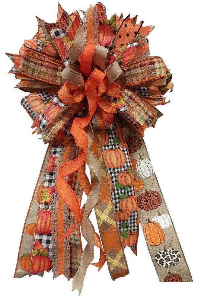 2.5" Pumpkin Patch Ribbon: Check (10 Yards) - Michelle's aDOORable Creations - Wired Edge Ribbon