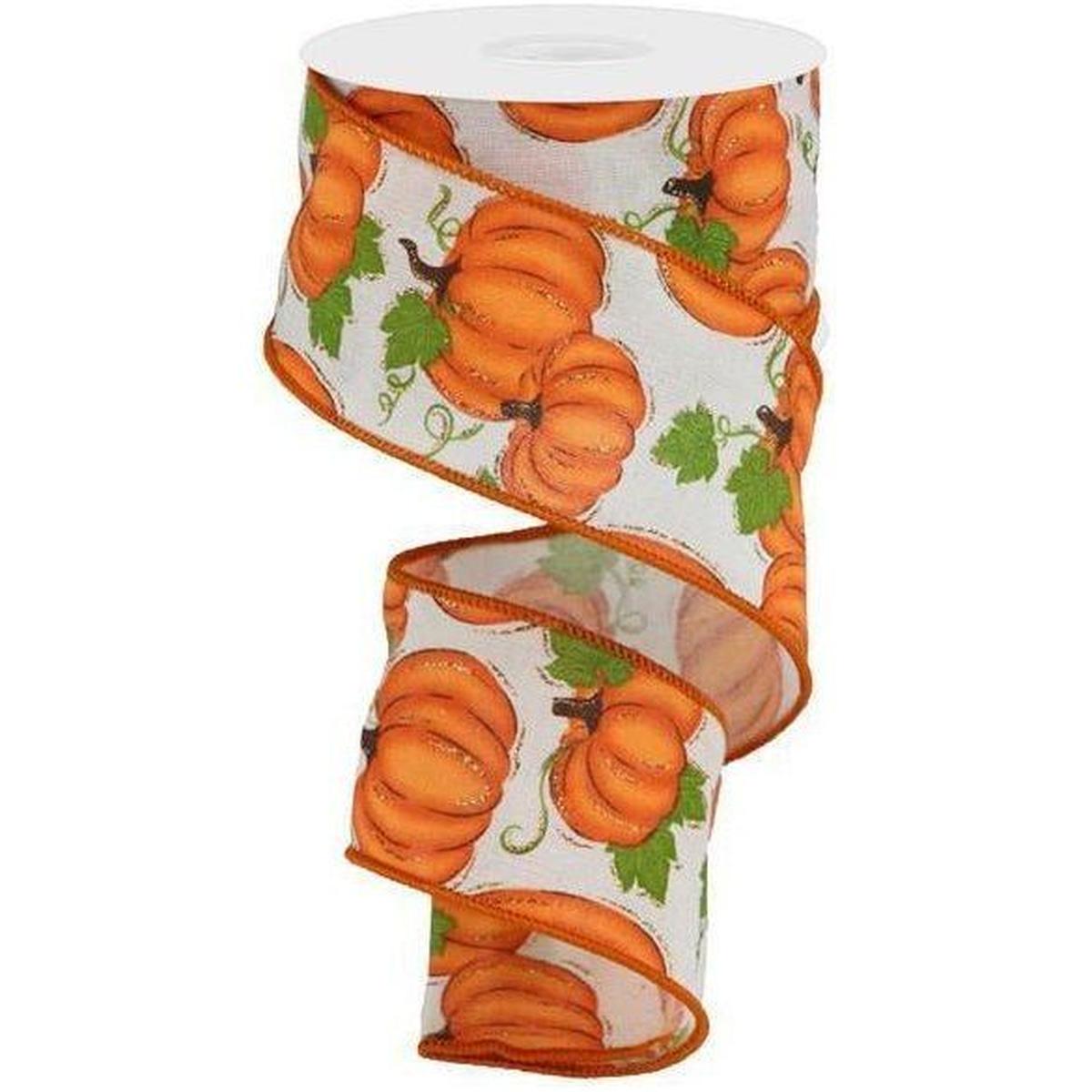 Shop For 2.5" Pumpkin Patch Ribbon: Off White (10 Yards) at Michelle's aDOORable Creations