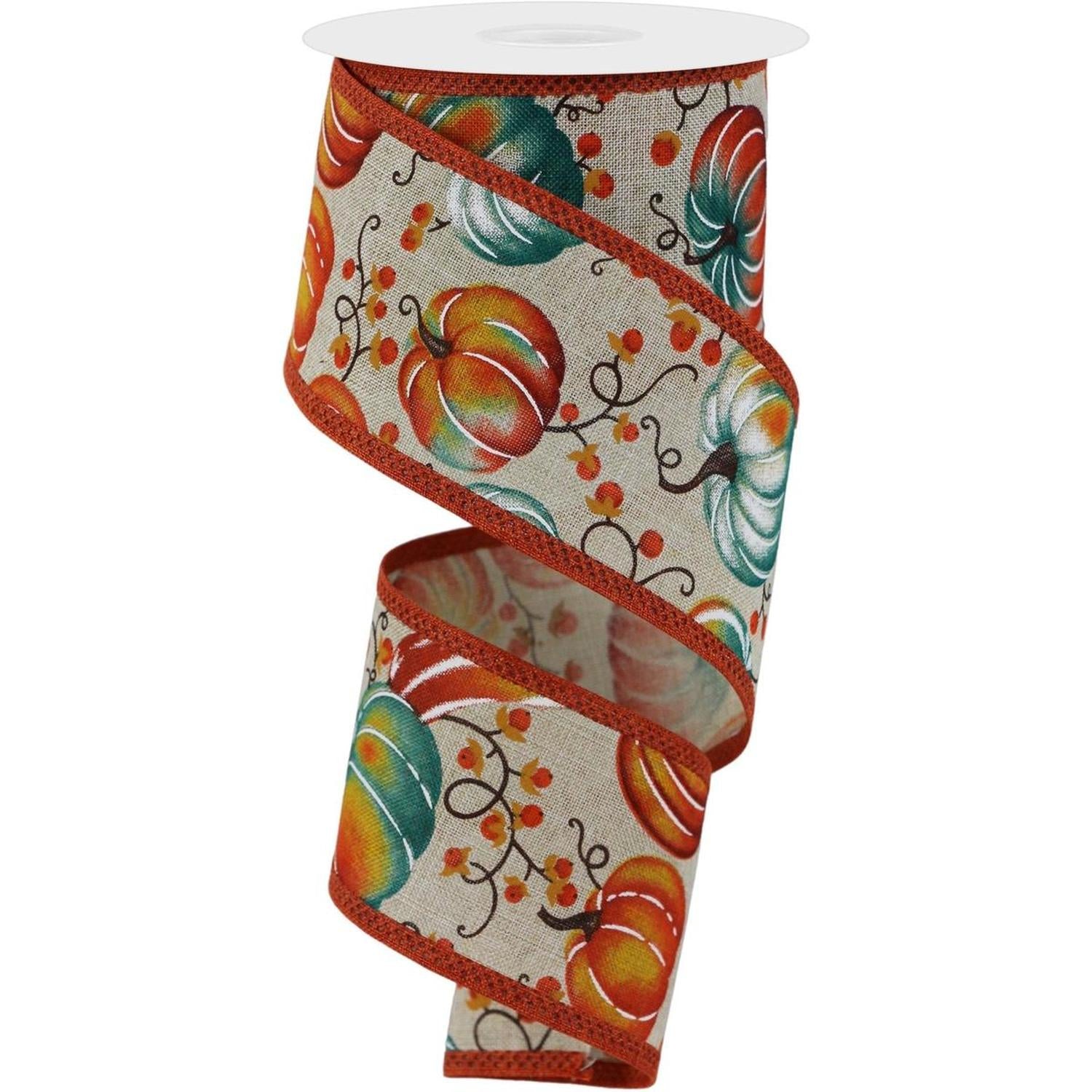 2.5" Pumpkins Bittersweet Ribbon: Light Natural (10 Yards)