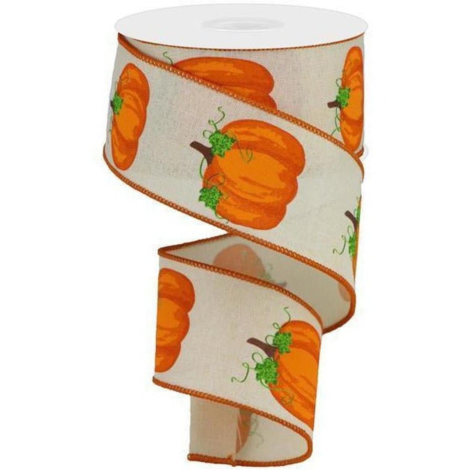 2.5" Pumpkins on Royal Ribbon: Cream (10 Yards)