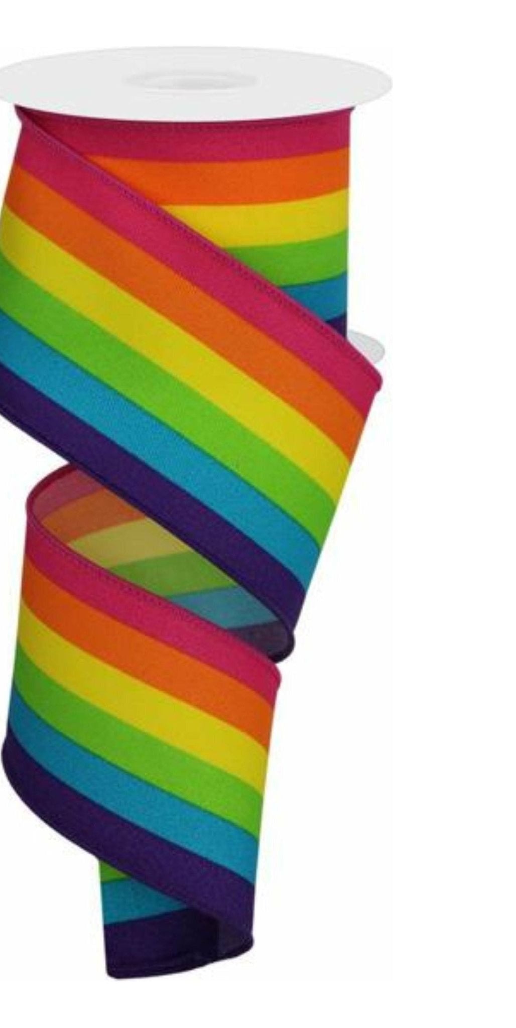 2.5" Rainbow Vertical Stripe Ribbon: Primary Color (10 Yards) - Michelle's aDOORable Creations - Wired Edge Ribbon
