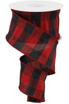2.5" Red Black Plaid Ribbon: Buffalo Plaid (10 Yards) - Michelle's aDOORable Creations - Wired Edge Ribbon
