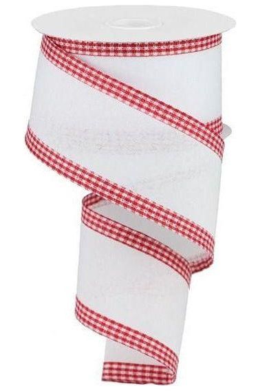 Shop For 2.5" Red Gingham Edge Ribbon: White (10 Yards) at Michelle's aDOORable Creations