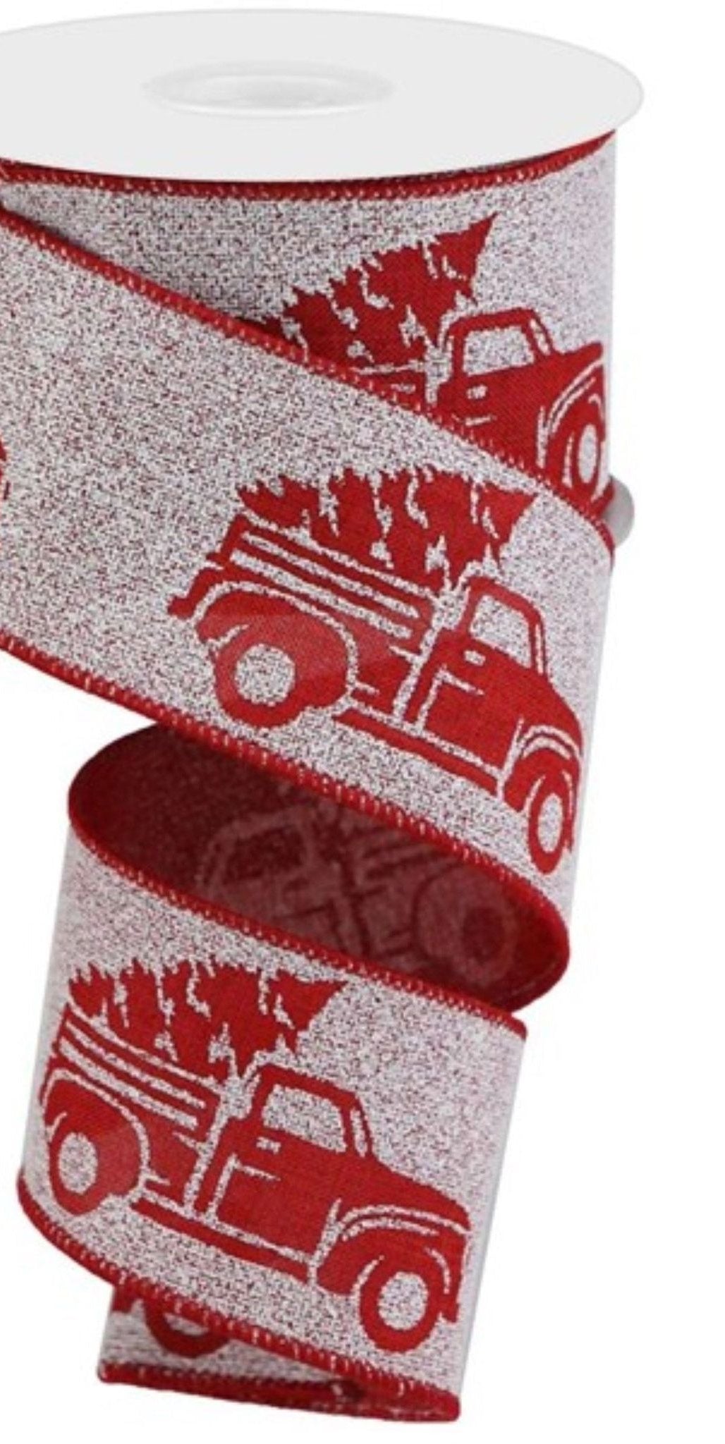 2.5" Reverse Print Truck Ribbon: Red (10 Yards) - Michelle's aDOORable Creations - Wired Edge Ribbon