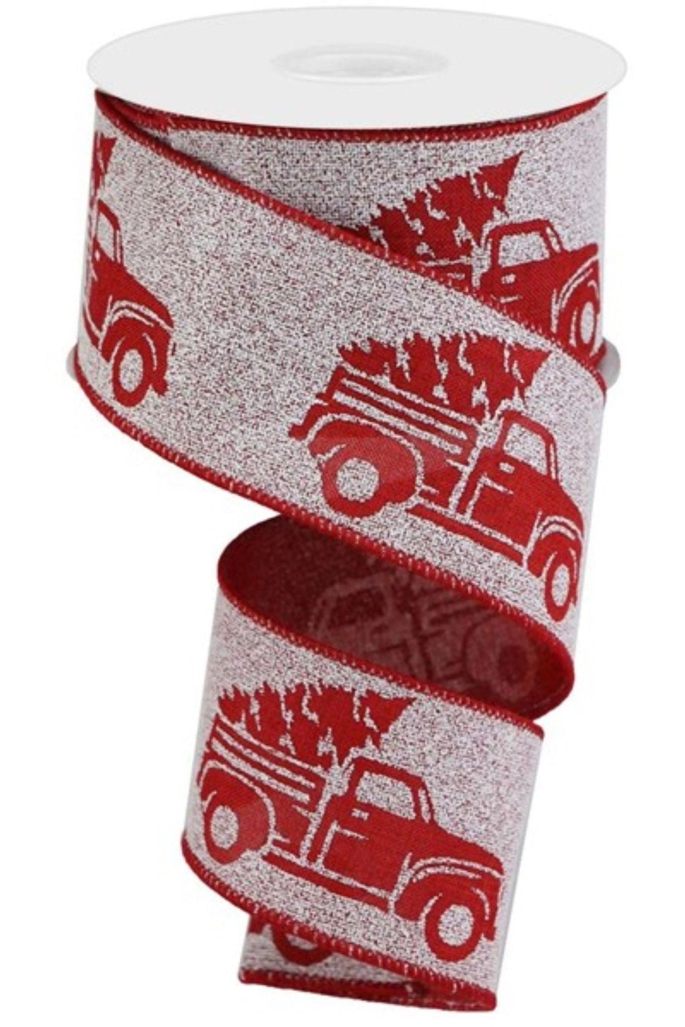 2.5" Reverse Print Truck Ribbon: Red (10 Yards) - Michelle's aDOORable Creations - Wired Edge Ribbon