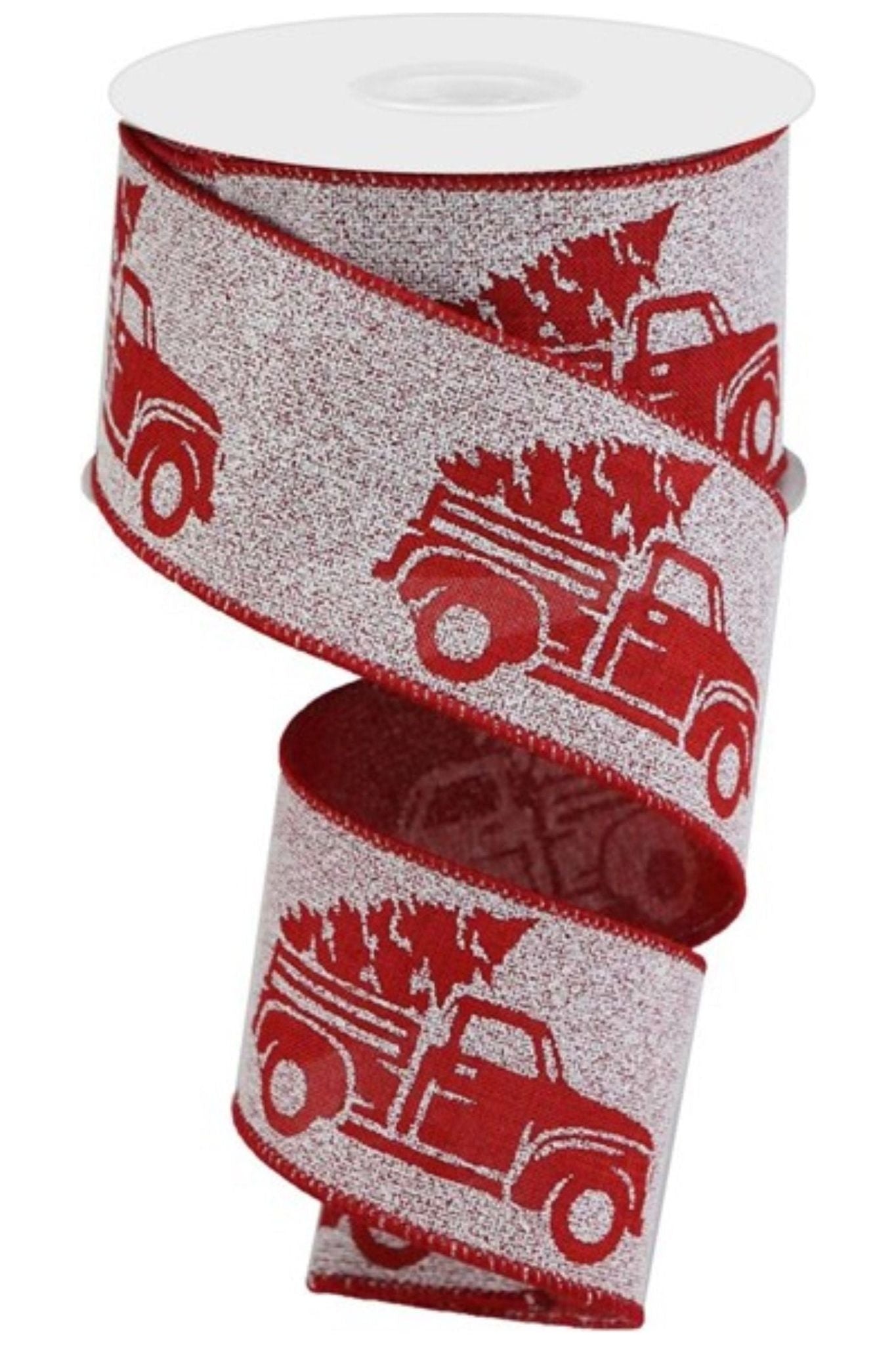 2.5" Reverse Print Truck Ribbon: Red (10 Yards) - Michelle's aDOORable Creations - Wired Edge Ribbon