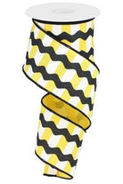 2.5" Ricrac Stripe Ribbon: Yellow & Black (10 Yards) - Michelle's aDOORable Creations - Wired Edge Ribbon
