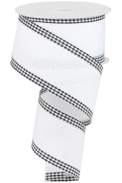 2.5" Royal Burlap Gingham Edge Ribbon: White (10 Yards) - Michelle's aDOORable Creations - Wired Edge Ribbon