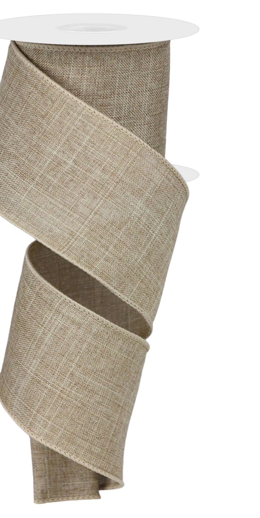 2.5" Royal Burlap Ribbon: Beige (10 Yard) - Michelle's aDOORable Creations - Wired Edge Ribbon