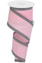 2.5" Royal Burlap Thin Stripe Ribbon: Light Pink (10 Yards) - Michelle's aDOORable Creations - Wired Edge Ribbon