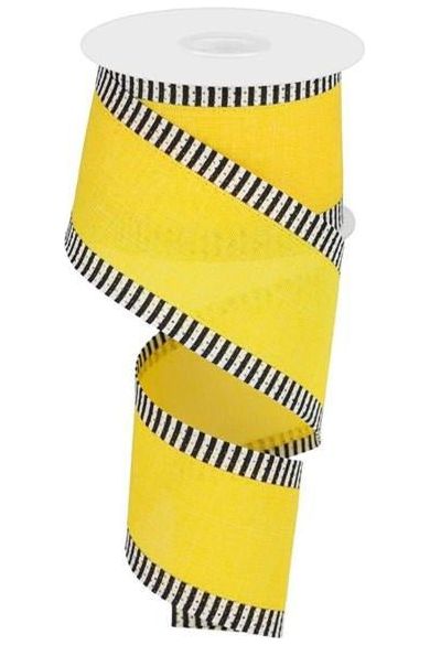 2.5" Royal Burlap Thin Stripe Ribbon: Sun Yellow (10 Yards) - Michelle's aDOORable Creations - Wired Edge Ribbon