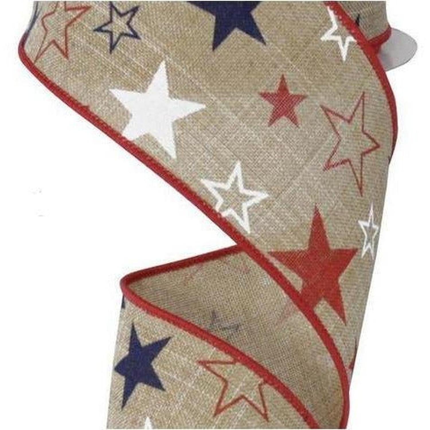 2.5" Royal Canvas Ribbon: Patriotic Stars (10 Yards)
