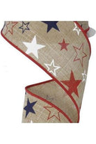 2.5" Royal Canvas Ribbon: Patriotic Stars (10 Yards) - Michelle's aDOORable Creations - Wired Edge Ribbon