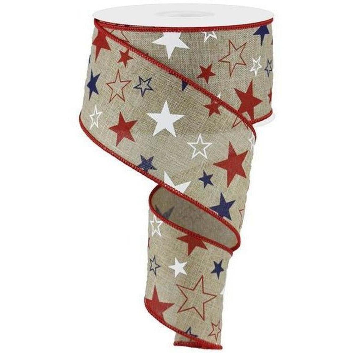 2.5" Royal Canvas Ribbon: Patriotic Stars (10 Yards)