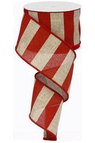Shop For 2.5" Royal Canvas Wide Stripe Ribbon: Natural & Red (10 Yards) RG0135224